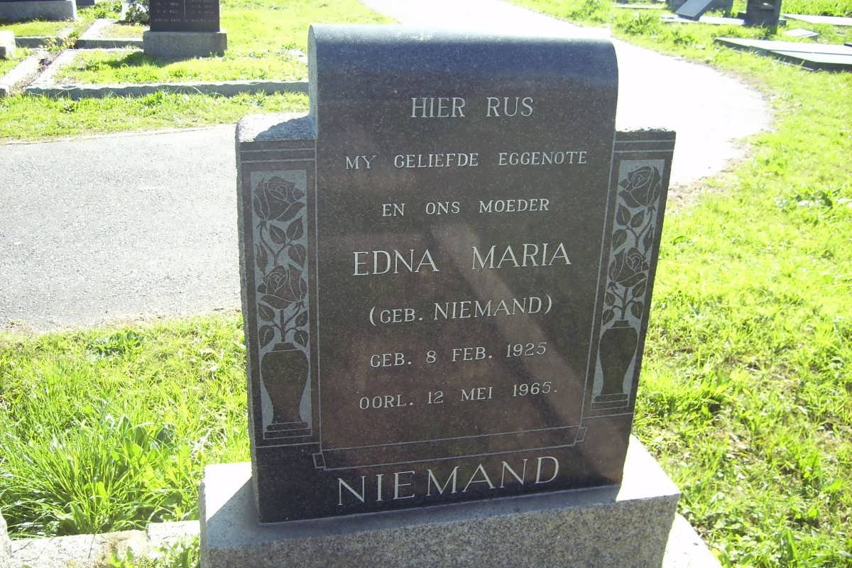 NIEMAND Edna Maria nee NIEMAND 1925-1965