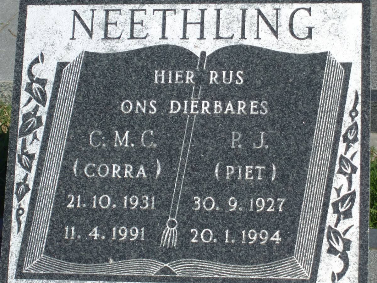 NEETHLING P.J. 1927-1994 &amp; C.M.C. 1931-1991