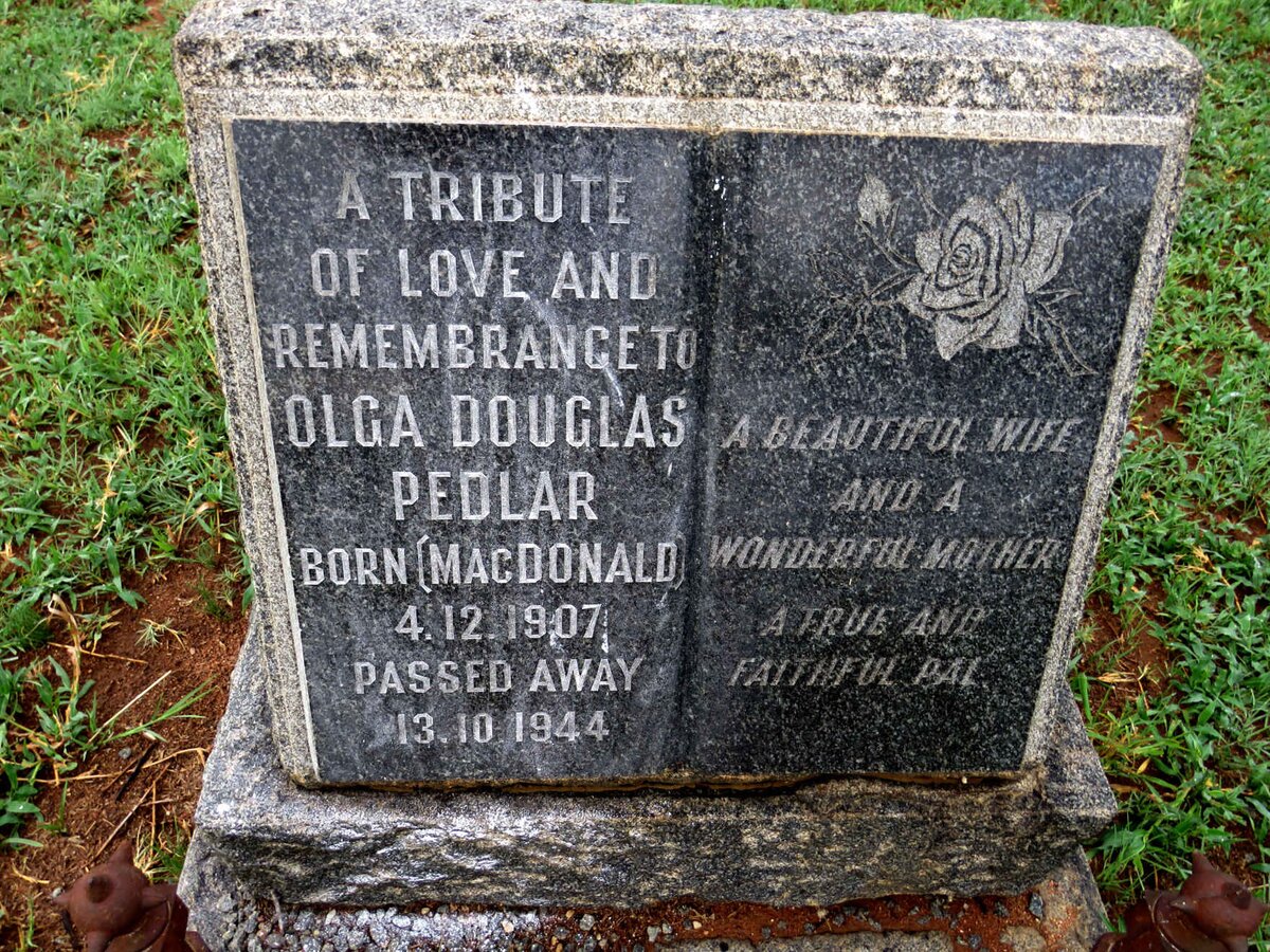PEDLAR Olga Douglas nee MACDONALD 1907-1944