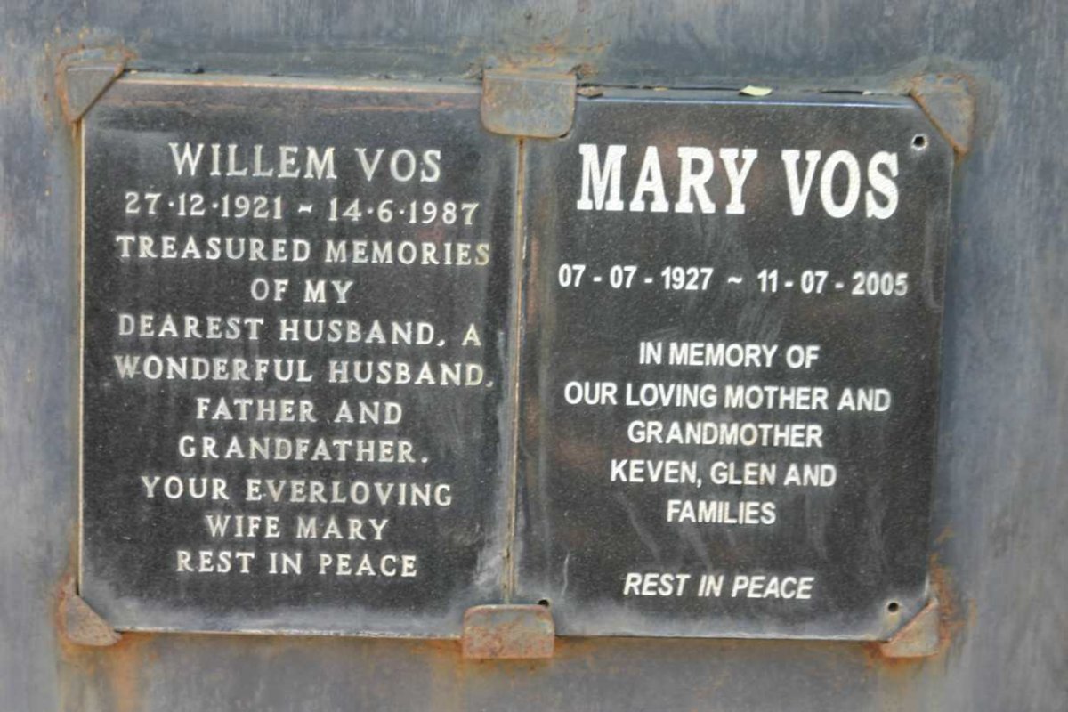 VOS Willem 1921- 1987 &amp; Mary 1927-2005