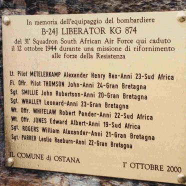 Italy, PIEDMONT, District Cuneo, Ostana, SAAF Memorial KG874