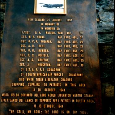 Italy, PIEDMONT, District Turin, Rora, SAAF Memorial KH154