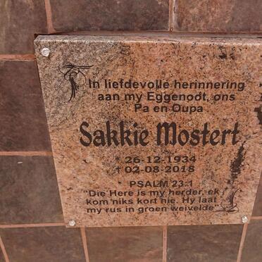 MOSTERT Sakkie 1934-2018