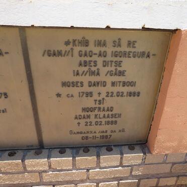 WITBOOI Moses David 1795-1888 :: KLAASEN Adam -1888