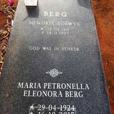 BERG Hendrik Boswyk 1917-1993 & Maria Petronella Eleonora 1924-2017