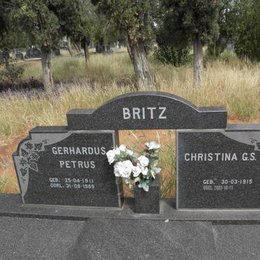 BRITZ Gerhardus Petrus 1911-1989 &amp; Christina G.S. 1915-2003