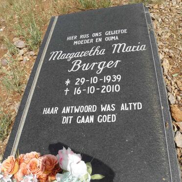 BURGER Margaretha Maria 1939-2010