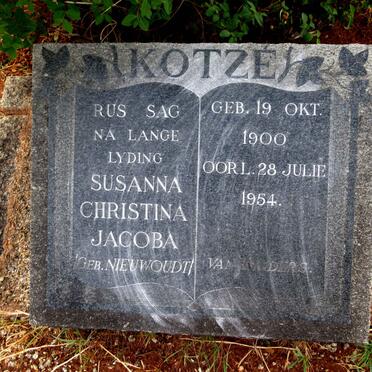 KOTZE Susanna Christina Jacoba nee NIEUWOUDT 1900-1954