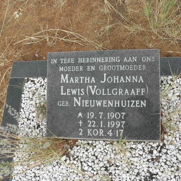 LEWIS Martha Johanna, formerly VOLLGRAAFF, nee NIEUWENHUIZEN 1907-1997