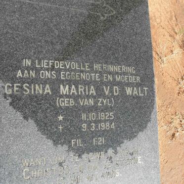 WALT Gesina Maria, v.d. nee van ZYL 1925-1984