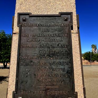 4. Memorial: To those who died heroically during the Afrikander Aufstand 1897.