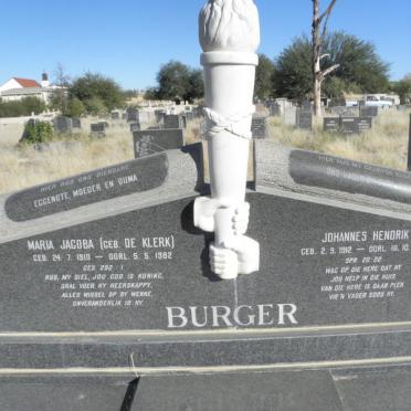 BURGER Johannes Hendrik 1912-1988 &amp; Maria Jacoba DE KLERK 1910-1982