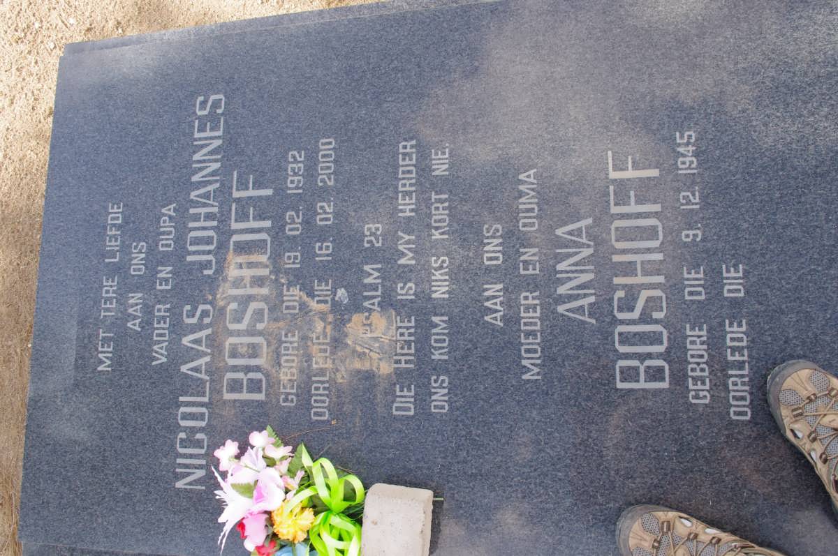 BOSHOFF Nicolaas Johannes 1932-2000 &amp; Anna 1945-