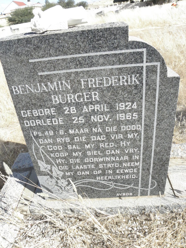 BURGER Benjamin Frederik 1924-1965