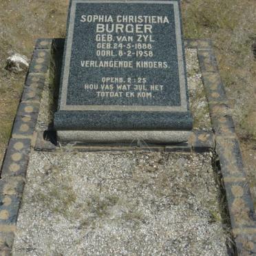 BURGER Sophia Christiena nee VAN ZYL 1888-1958