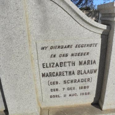 BLAAUW Elizabeth Maria Margaretha nee SCHRADER 1888-1958