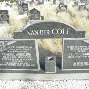 COLF Petrus Louwrens, van der 1911-1987 &amp; Francina Magdalena 1920-1983