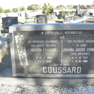 GOUSSARD Willem Francois 1920-1980 &amp; Johanna Jacoba Cornelia MOSTERT 1922-1990