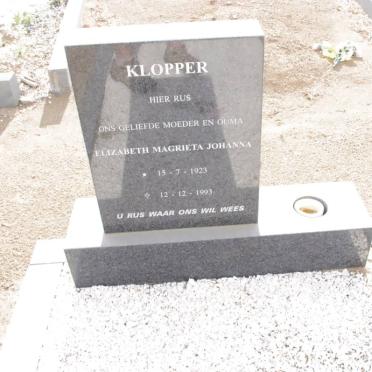 KLOPPER Elizabeth Magrietha Johanna 1923-1993