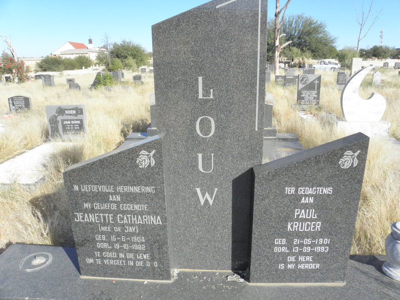 LOUW Paul Kruger 1901-1993 &amp; Jeanette Catharina DE JAY 1904-1982