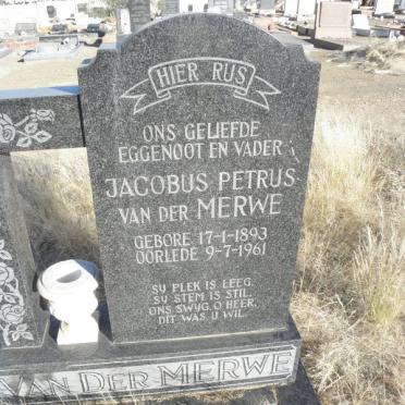 MERWE Jacobus Petrus, van der 1893-1961