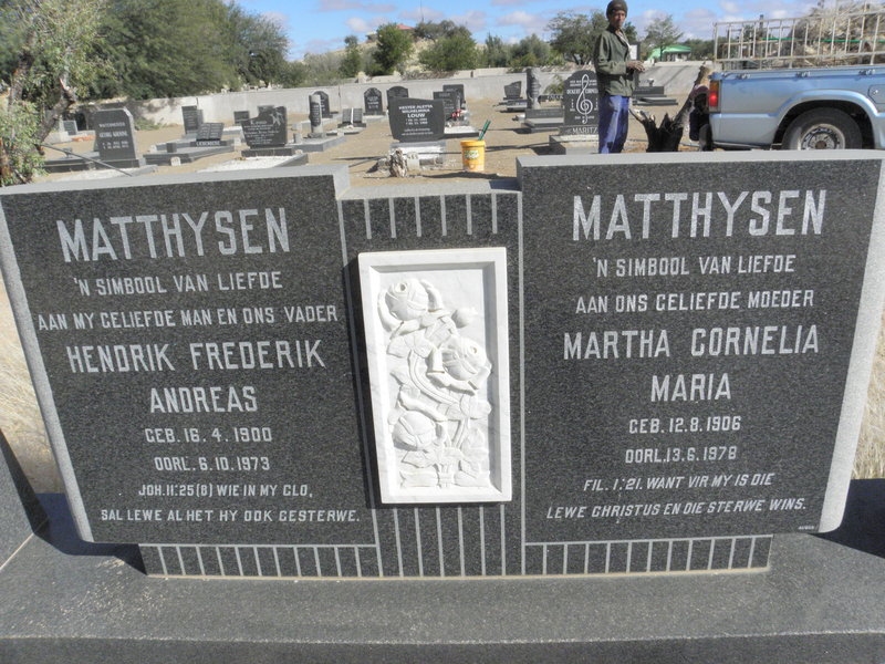 MATTHYSEN Hendrik Frederik Andreas 1900-1973 &amp; Maria Cornelia Marcia 1906-1978