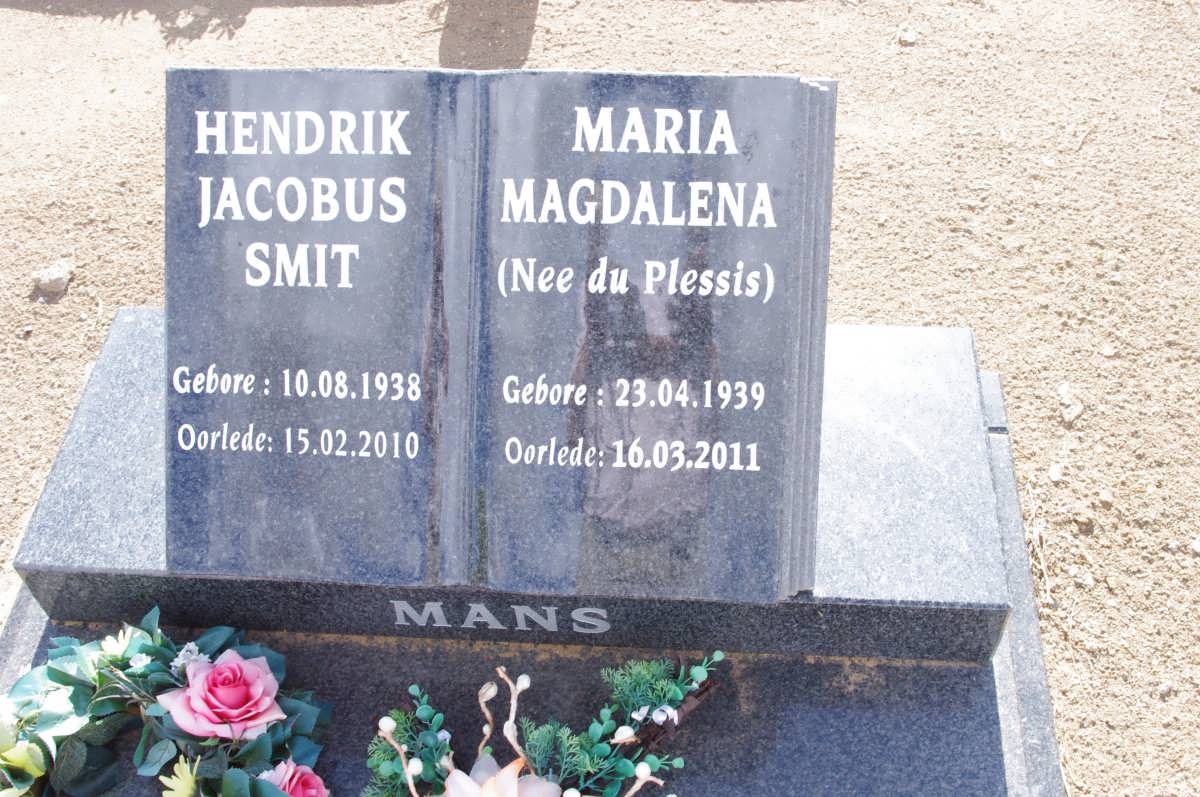 MANS Hendrik Jacobus Smit 1938-2010 &amp; Maria Magdalena DU PLESSIS 1939-2011