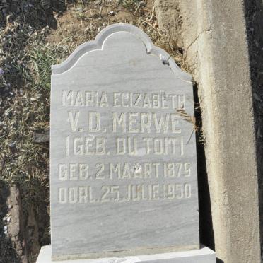 MERWE Maria Elizabeth, v.d. nee DU TOIT 1879-1950