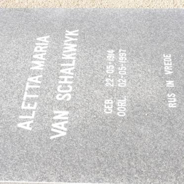 SCHALKWYK Aletta Maria, van 1914-1997