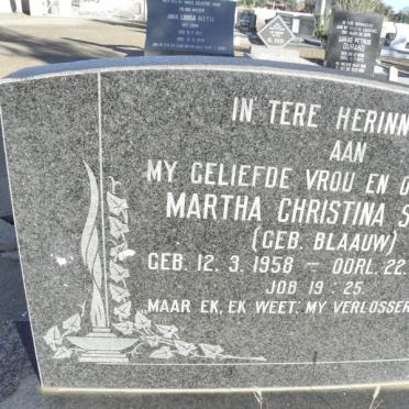 SNYMAN Martha Christina nee BLAAUW 1958-1980