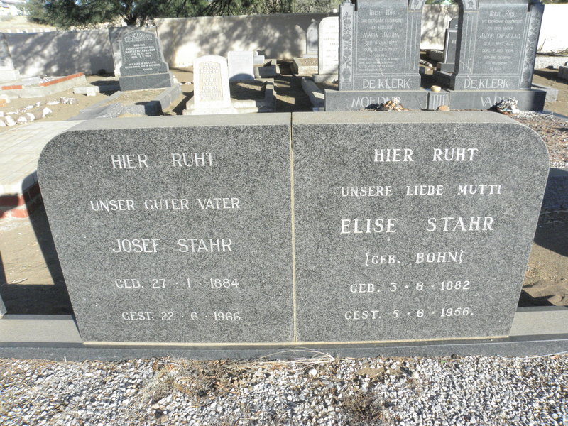 STAHR Josef 1884-1966 &amp; Elise BOHN 1882-1956