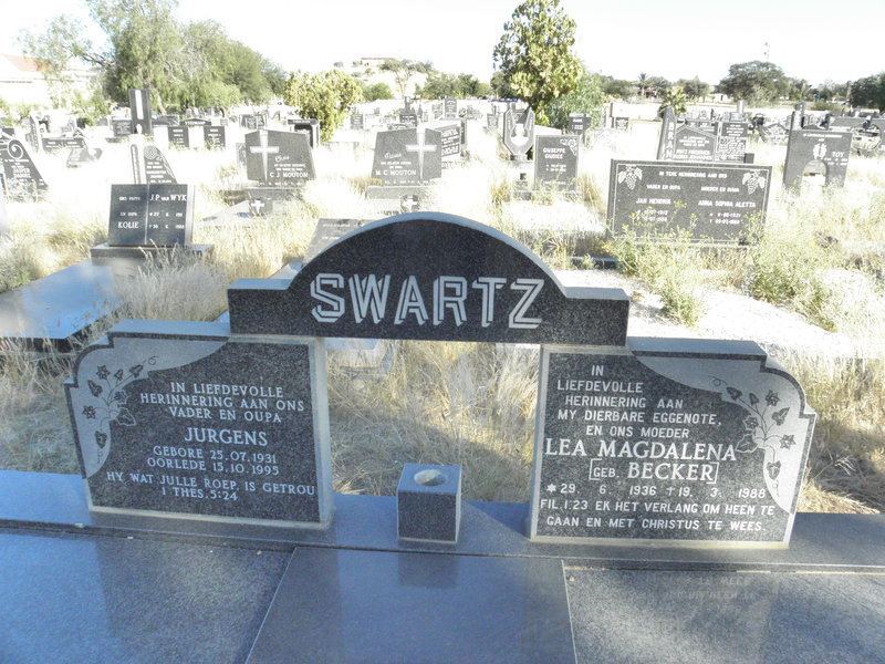 SWARTZ Jurgens 1931-1995 &amp; Lea Magdalena BECKER 1936-1988