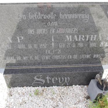 STEYN A.P. 1912-1992 &amp; Martha 1916-1997