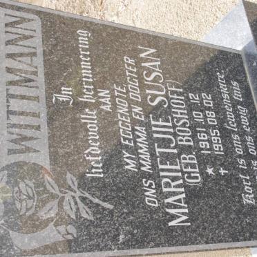 WITTMANN Marietjie Susan nee BOSHOFF 1961-1995