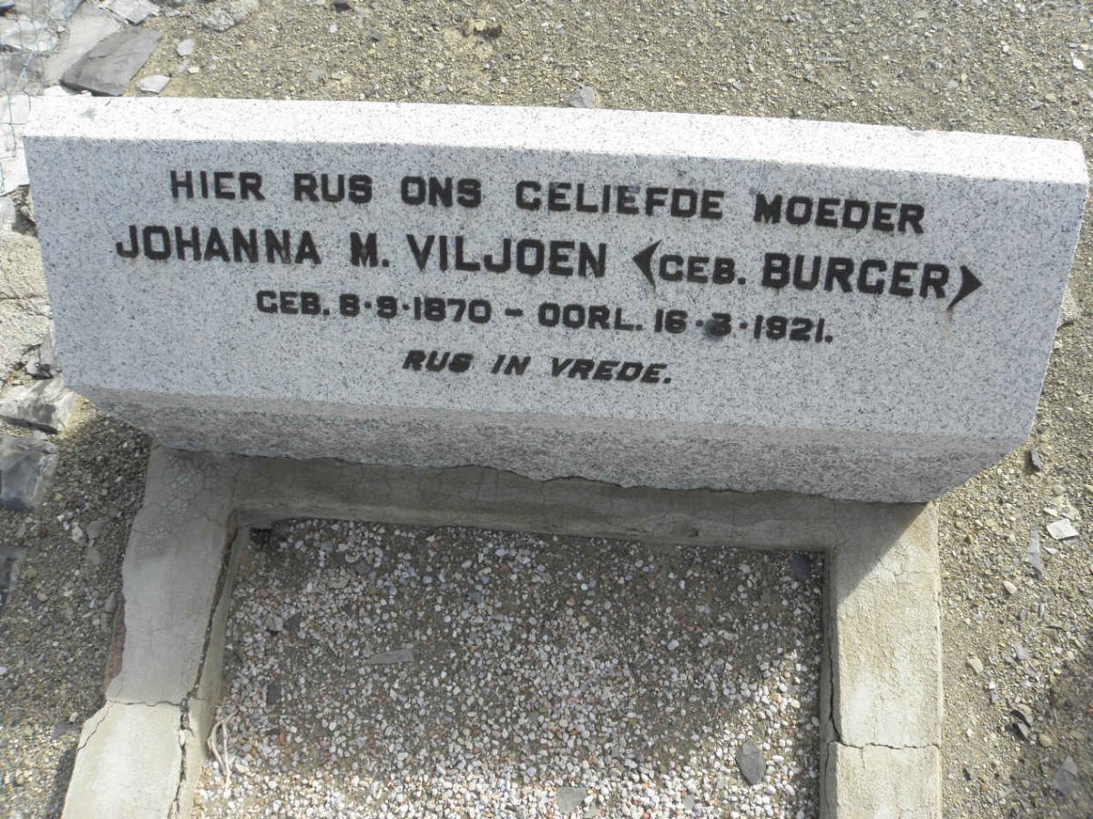 VILJOEN Johanna M. nee BURGER 1870-1921