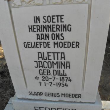 FERREIRA Aletta Jacomina nee DILL 1874-1954