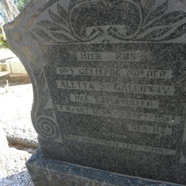GALLOWAY Aletta nee ESTERHUIZEN 1859-1934