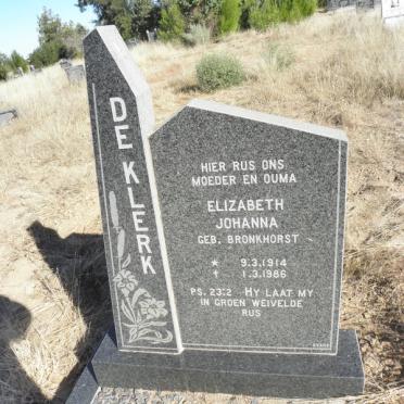KLERK Elizabeth Johanna, de geb BRONKHORST 1914-1986