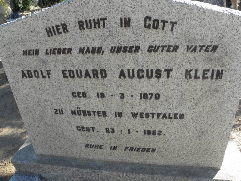 KLEIN Adolf Eduard August 1870-1952