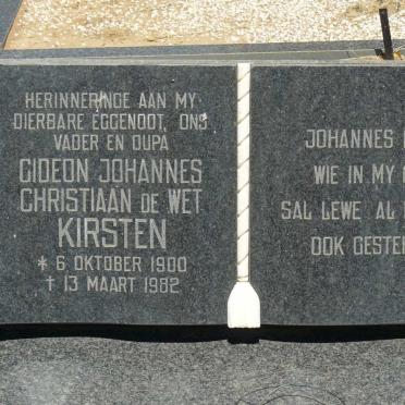 KIRSTEN Gideon Johannes Christiaan De Wet 1900-1982