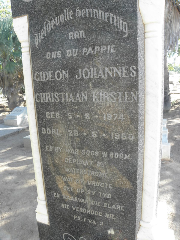 KIRSTEN Gideon Johannes Christiaan 1874-1960