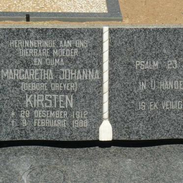 KIRSTEN Margaretha Johanna nee DREYER 1912-1988
