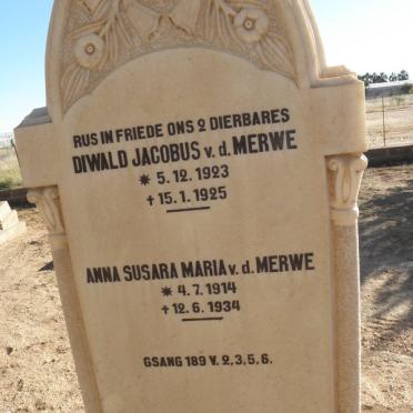 MERWE Diwald Jacobus, v.d. 1923-1923 :: VAN DER MERWE Anna Susara Maria 1914-1934