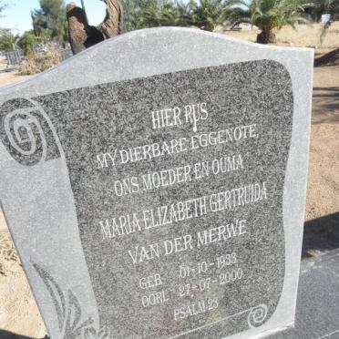 MERWE Maria Elizabeth Gertruida, van der 1933-2000