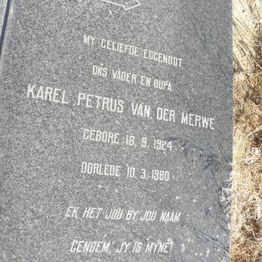 MERWE Karel Petrus, van der 1924-1980