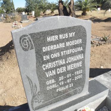 MERWE Christina Johanna, van der 1922-2000