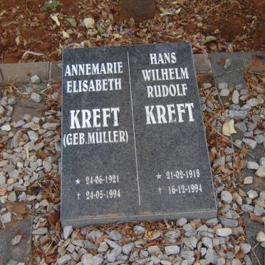 KREFT Hans Wilhelm Rudolf 1918-1994 &amp; Annemarie Elisabeth MULLER 1921-1994