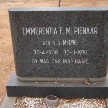 PIENAAR Emmerentia F.M. nee v.d. MERWE 1908-1970