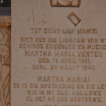 VENTER Martha Maria 1911-1946