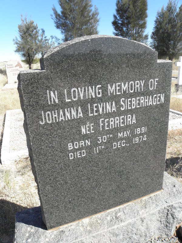 SIEBERHAGEN Johanna Levina nee FERREIRA 1891-1974